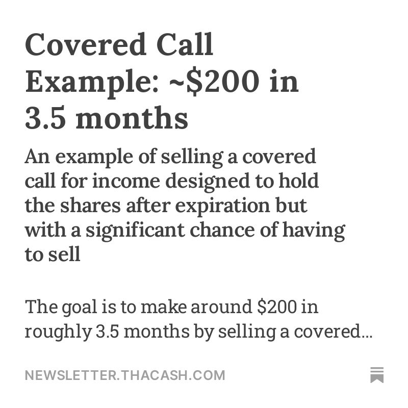 Covered Call Example: ~$200 in 3.5 months