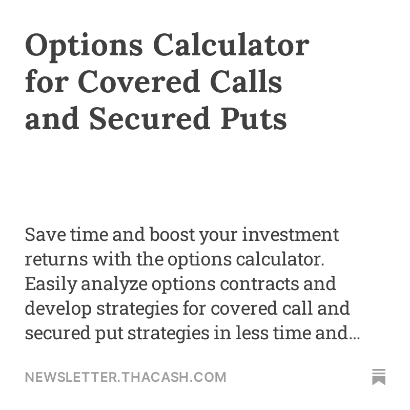 Options Calculator for Covered Calls and Secured Puts